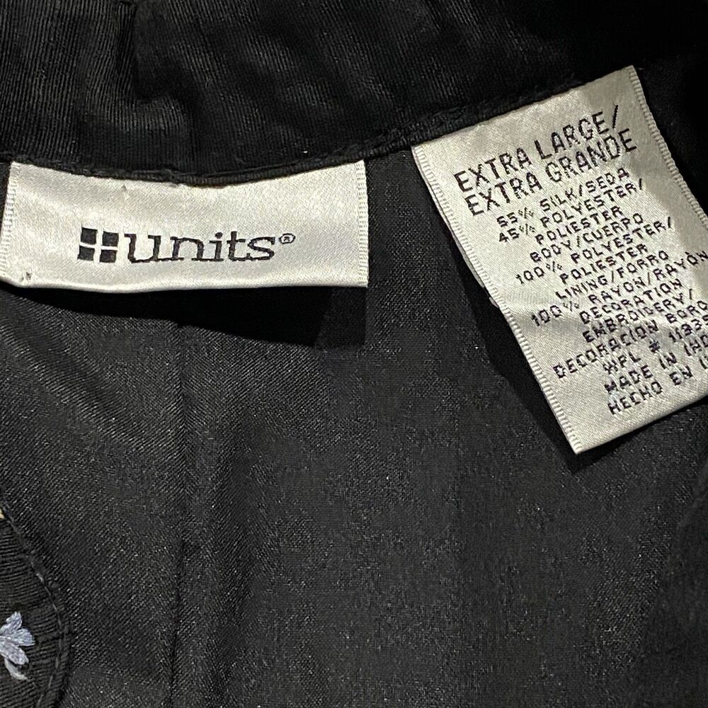 UNITS Jacket Embroidered XL Floral Black SILK BLEND Lined India - Picture 6 of 7